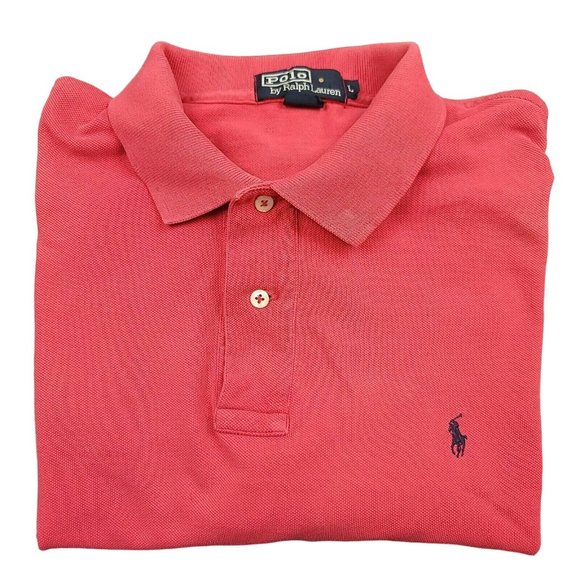 Ralph Lauren Mens L Shirt Polo Short Sleeve Black Label Red‎ with Pony-ISSUE - Picture 10 of 12